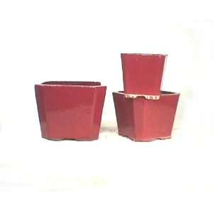  Pottery   Square Red Set of 3 Patio, Lawn & Garden