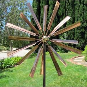   Copper Wind Sculpture   Double Windmill Spinner Patio, Lawn & Garden