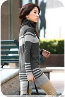 New Korea women Patchwork pullover long top Sweater YZL2DG Gray  