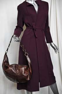 YVES SAINT LAURENT Brown Aged Leather Slouchy Crescent Hobo Handbag 