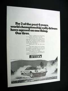 Pirelli Tires Alitalia Lancia rally car 1976 print Ad  