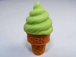 Iwako Erasers, Green Ice Cream Cone, Yummy Looking  
