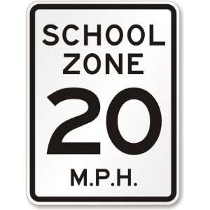  School Zone 20 MPH Diamond Grade Sign, 24 x 18 Office 