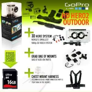 GoPro HERO2 Outdoor with 3D System, Grab Bag of Mounts, Chest Mount 