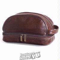 GIs Dome Leather Toiletry Kit Mens Brown Shaving Bag Vachetta leather 