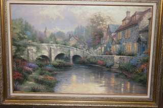 Thomas Kinkade Cobblestone Brook Vintage Painting  