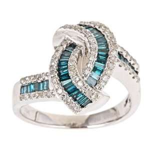 Dach  10k White Gold 7/8ct TDW Blue and White Diamond Fashion Ring (G 
