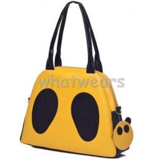 Womens Cartoon Design PU Leather Shoulder Handbag Tote Bag Yellow BG04 