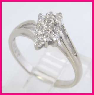 14k White Gold Round Diamond Cluster Cocktail Fashion Ring .23  