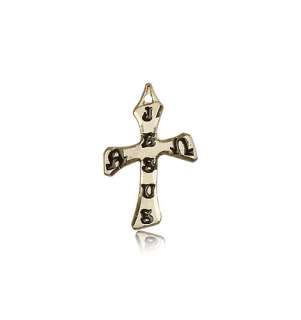 14kt Gold Cross Jesus Alpha Omega Solid Pendant 3/4  