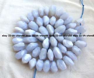 12 15mm Natural Blue Chalcedony freeform faceted Beads 15.5  