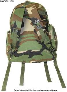ARMY Backpack Bag Military Rucksack Camo w/Patch 15C  