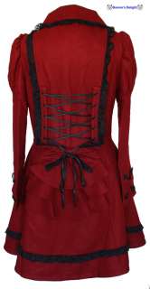 NEW HELL BUNNY BURGUNDY RED KNEE LENGTH WOOL LINED CORSET COURTNEY 