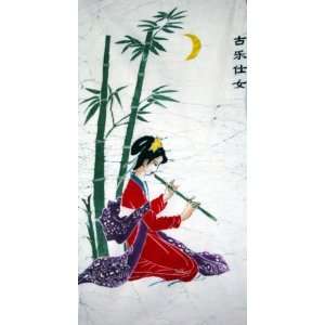  Batik Tapestry Art Ancient Beautiful Chinese Girl 