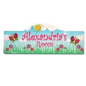    Butterfly Garden Girls Personalized Room Sign 