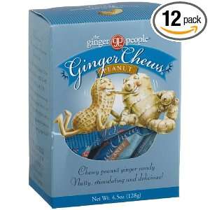 The Ginger People Peanut Ginger Chews, 4.5 Ounce Boxes (Pack of 12 