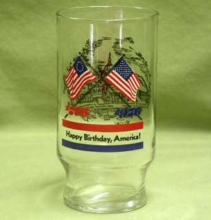 Bi Centennial Glass Tumbler USA 1776 Flag Happy Bday  