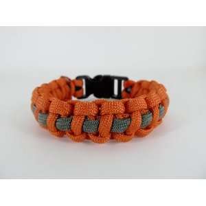  Orange with Grey Stripe Paracord Bracelet 7 Inches 