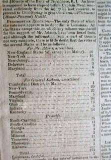 1828 newspapers w ELECTION of ANDREW JACKSON as PRESIDENT of the US 