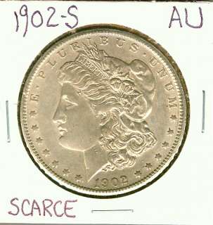 1902 S Silver $1 AU Morgan Dollar  