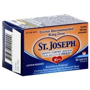  St. Joseph Safety Coated Aspirin Pain Reliever, 81 mg, 36 