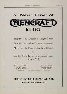 1926 Ad Chemcraft Toy Chemistry Set Porter Chemical Co.   ORIGINAL 