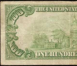 1928 $100 DOLLAR BILL GOLD ON DEMAND FEDERAL RESERVE NUMERICAL NOTE Fr 