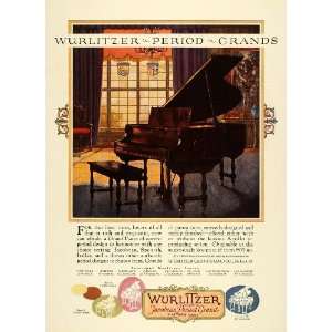 1925 Ad Wurlitzer Grand Piano Music Instrument De Kalb   Original 
