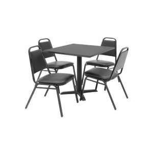   Table and 4 Restaurant Stackers Set   TBS30GYSC29BK