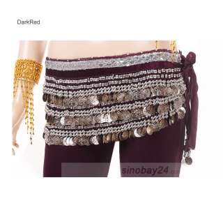 C91005 belly dance Costume Hip Scarf Belt Silver coin  