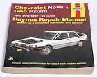 Haynes Auto Repair Manual Chevrolet Nova Geo Prizm 1985