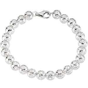  8mm Hollow Bead Necklace 16 inches/Sterling Silver 