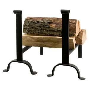  Scroll Top Andirons with Round Body   Black
