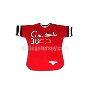 Red No. 36 Game Used Ball State McAuliffe Baseball Jersey (SIZE 42 