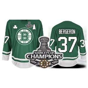 Champions Patch Boston Bruins #37 Patrice Bergeron Green Hockey Jersey 