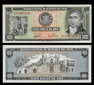 100 SOLES DE ORO Note PERU 1969 Hipolito UNANUE   UNC  