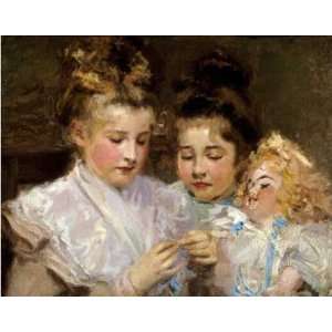  Berthe and Marjorie With Their Doll by Frederic William 