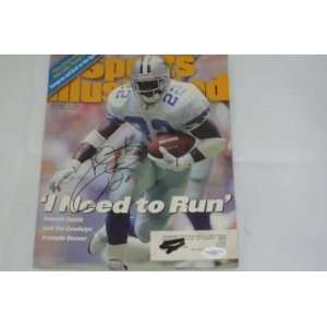   EMMITT SMITH SIGNED SI MAGAZINE COVER JSA WOW1 
