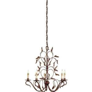 Currey & Company 9371 5 Light Small Arcadia Chandelier, Hand Rubbed 