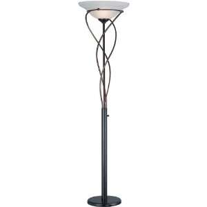   Bronze Torchiere Lamp with Cloud Glass Shade LS 9640