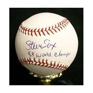 Steve Sax Autographed Baseball   88 World Champs  Sports 