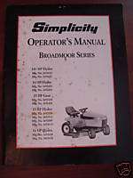 Simplicity Owners Manual Lawn Tractor Broadmoor Mower  