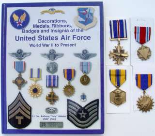 US AIR FORCE MEDALS BADGES INSIGNIA WWII TO PRESENT REFERENCE BOOK & 4 