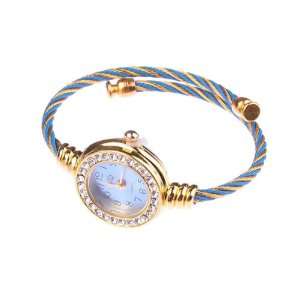  Cute Blue Wire Round Design Arab Numerals Dial Bracelet 