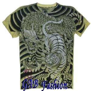 Ronin Bengal Tiger Dragon Samurai Warrior Tattoo Mens T Shirt M / L