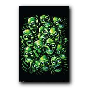  LB Green Skulls Collage Poster