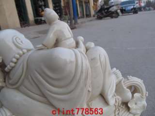 White porcelain Five Boys Play Elephant Maitreya Buddha Statue  