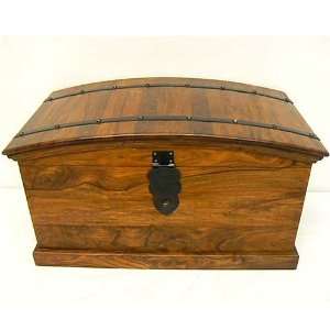 Solid Wood Rustic Iron Strip Storage Box Chest Trunk 