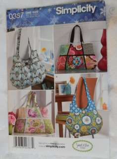 0387 Simplicity Sweet Pea Tote Bags Sewing Pattern  