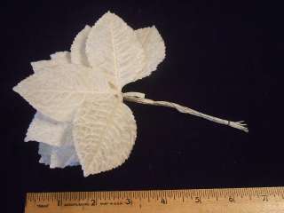 Vintage Millinery Flower Large Velvet Leaves Y19 Ivory  